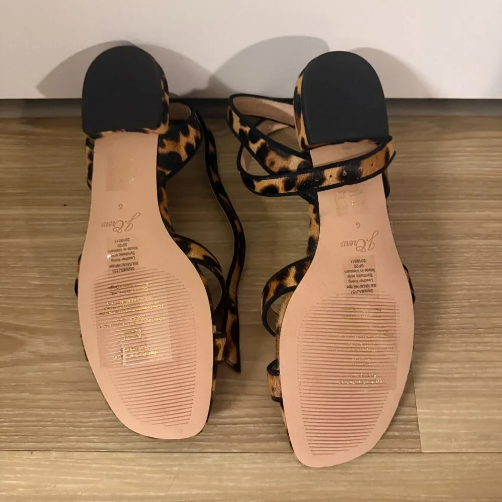 🐆 J.Crew Haircalf Cross Strap Sandals – Size 6 - Picture 5 of 5